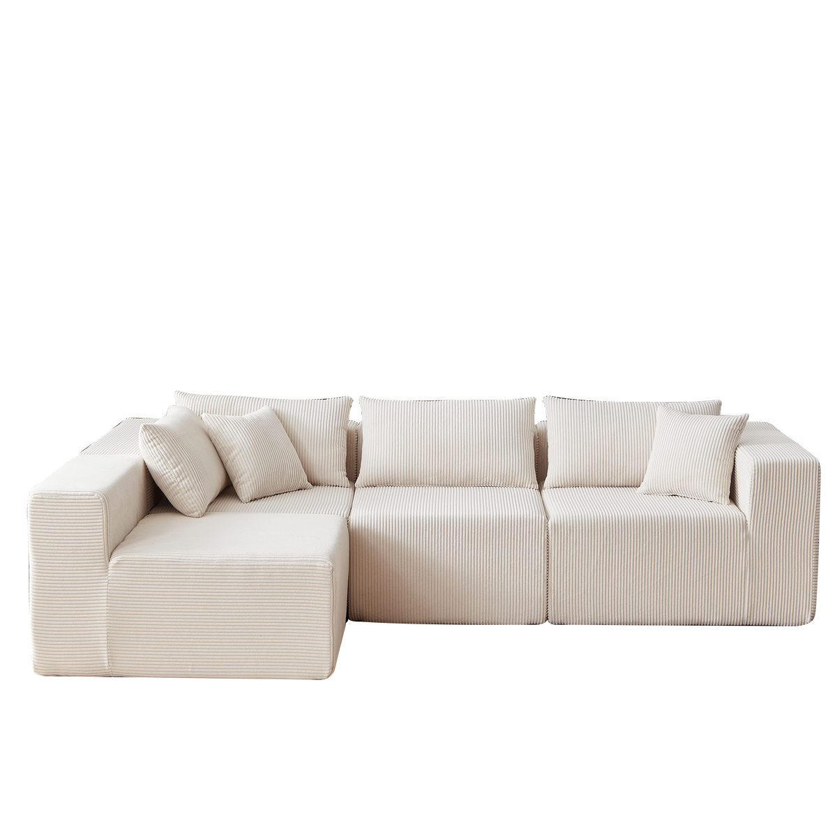 Modular L-Shaped Sectional Sofa 104-Inch 4-Piece - Corduroy