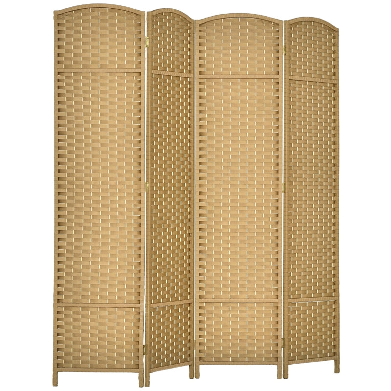 Room Divider, 4-Panel Foldable Privacy Screen, Natural