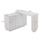 Desk, Rotating L-Shaped Corner Computer/Dressing Table 110 cm, White
