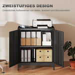 Metal Office Cabinet, Lockable 2-Tier Design, Black