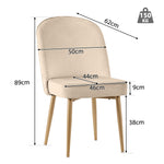 6 Dining Chairs Modern Gold Metal Legs Beige Velvet