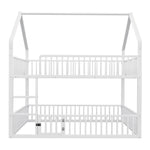 Children's Bunk Bed 140*200, Double Bed with Stairs & Loft Design, White Metal