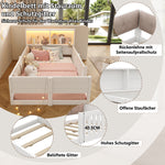 Flatbed Kids Bed 90x200cm with LED Light & Railings, White