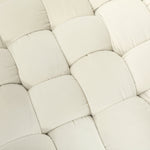 Footstool with Padded Seat, Metal Legs, Cream White Velvet