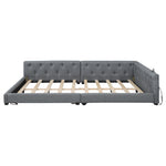 Sofa Daybed 140x200cm with LED Light & USB, Grey Linen