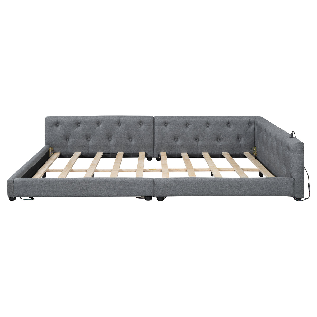 Sofa Daybed 140x200cm with LED Light & USB, Grey Linen