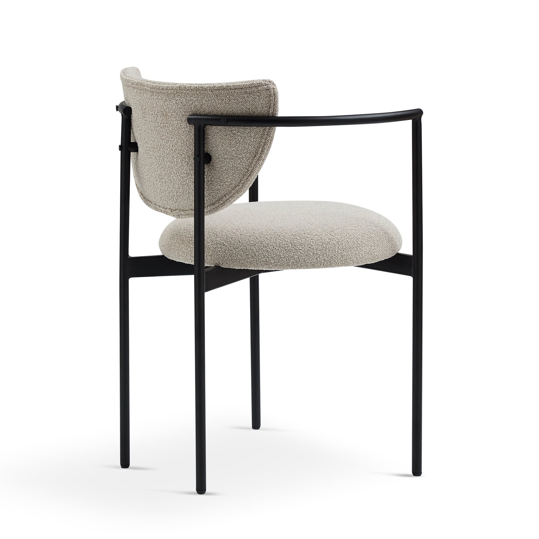 Lunar Dining Chair with Armrests, Ergonomic Set of 2 with Metal Frame, Khaki