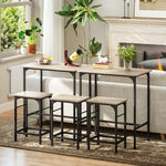 Bar Table Set, Dining with 2 Chairs, Non-Slip, Natural Wood