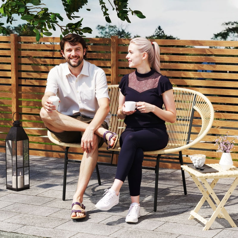 2-seater Garden Bench, Weatherproof Rattan Weave, Polyrattan Khaki
