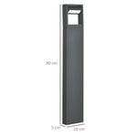 Garden Lamp, Warm White LED Bollard Path Light, IP65 Waterproof, Dark Gray Aluminum