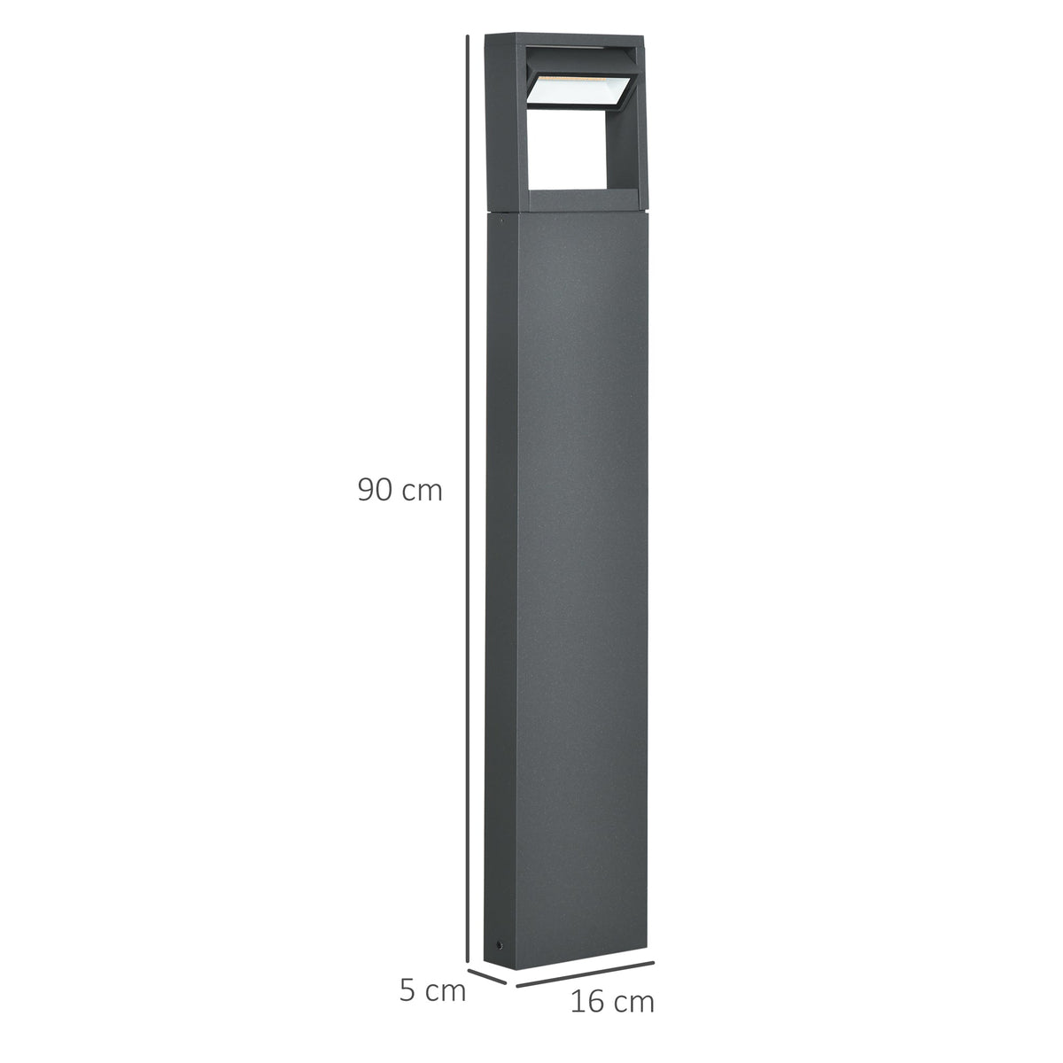 Garden Lamp, Warm White LED Bollard Path Light, IP65 Waterproof, Dark Gray Aluminum