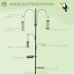 Bird Feeding Station, 208 cm 4 Hooks Bird Bath, Steel, Black