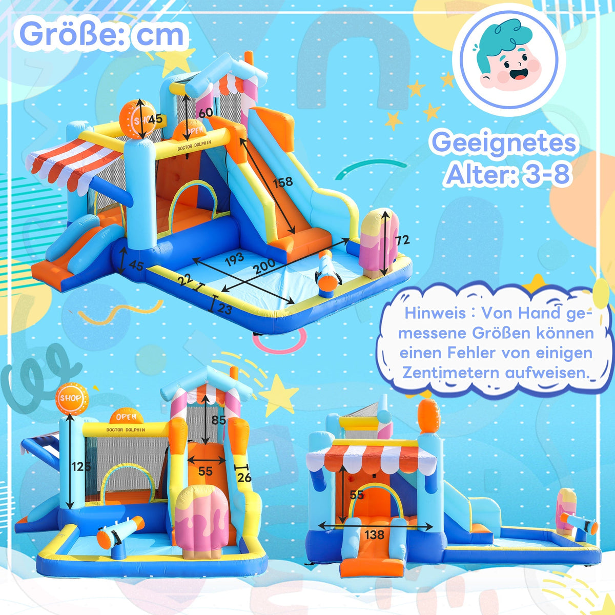 Children's Bouncy Castle Multifunctional Outdoor Water Park + Trampoline, Slide, 450W Blower