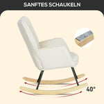 Rocking Chair, Armrests Wooden Base, Beige
