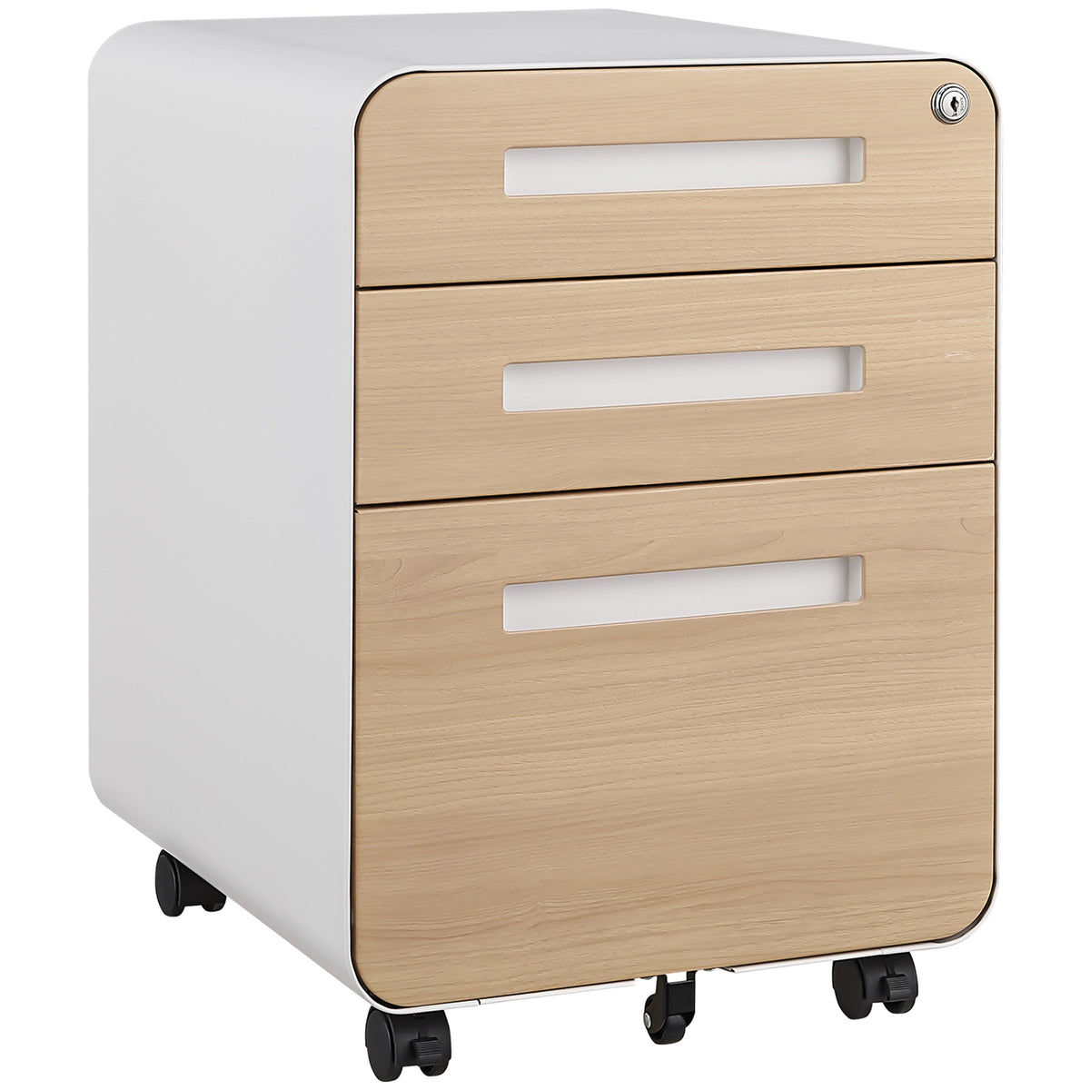 Mobile File Cabinet, 3 Drawer Under Desk Storage Legal/A4 Anti-Tilt Steel, White