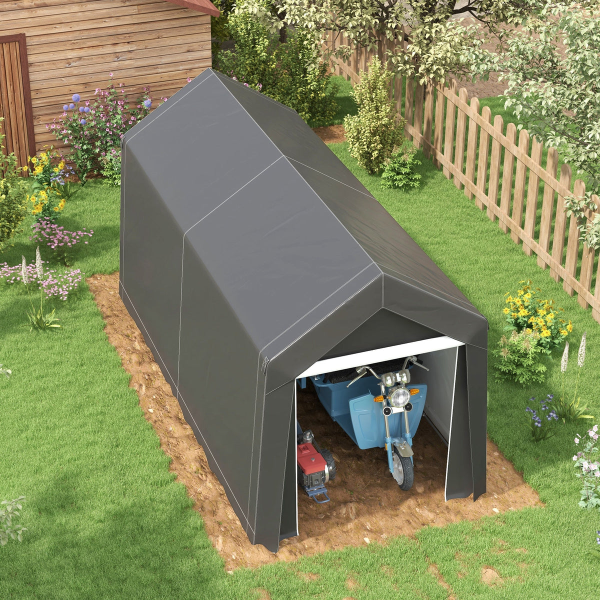 Garage Tent 2.1x3.6m Storage UV Protection Water-Repellent, Dark Grey