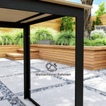 Metal Garden Table, Weatherproof Slatted Design for 6 People, Black
