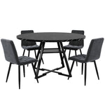 Round Dining Table Metal Legs Marble Look - Black/White