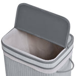 Bamboo Laundry Basket, 70L, Narrow with Lid, Gray
