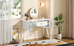 LED Dressing Table with Mirror, 1 Drawer & 2 Doors, White