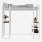 Iron Frame Bed, L-Shaped Desk, Railing, Stairs, Metal