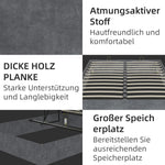 Bed Frame 140x200cm with Gas Lift - Dutch Velvet Grey