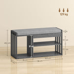 Shoe Rack Bench, 3-Tier Design, Gray