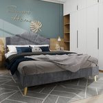 Soft Bed, Minimalist Headboard Multifunctional Low Box Frame, Gray