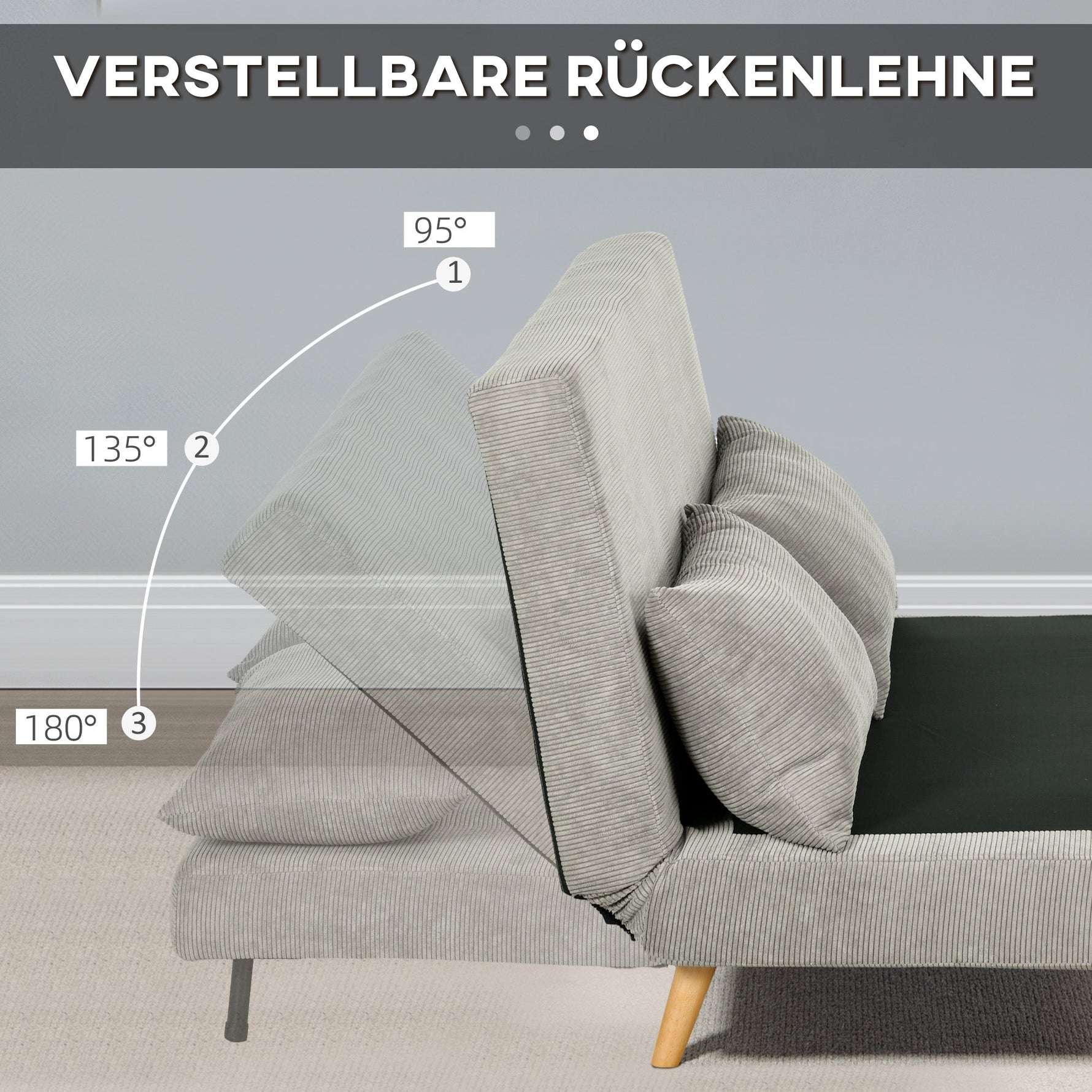 Sofa Bed Fold-Down Adjustable Backrest Velvet Grey