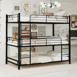 Three-Tier Bed Frame 90x190cm with Ladder & Guardrails