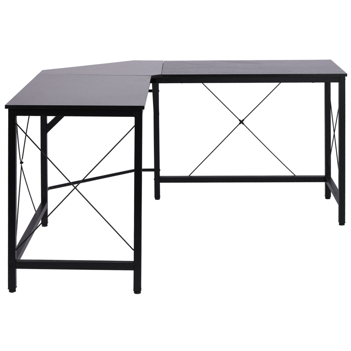 L-shaped Corner Computer Desk, 150x150x76cm Modern Office/Home Desk, Black MDF