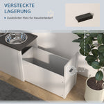 Dog Bowl, Feeding Station with Storage, 2L Stainless Steel Bowls, White