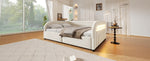 Upholstered Platform Bed 140x200, Hydraulic Storage & LED, Beige