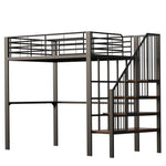 Loft Bed 140x200 Sturdy Storage Stairs, Metal