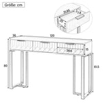Modern Console Table with Drawers, Gold Frame, Adjustable Foot Pads, Elegant Handles (White+Black)