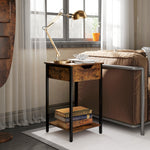 Side Table, Industrial Design Coffee Table with Steel Frame, Rustic Brown