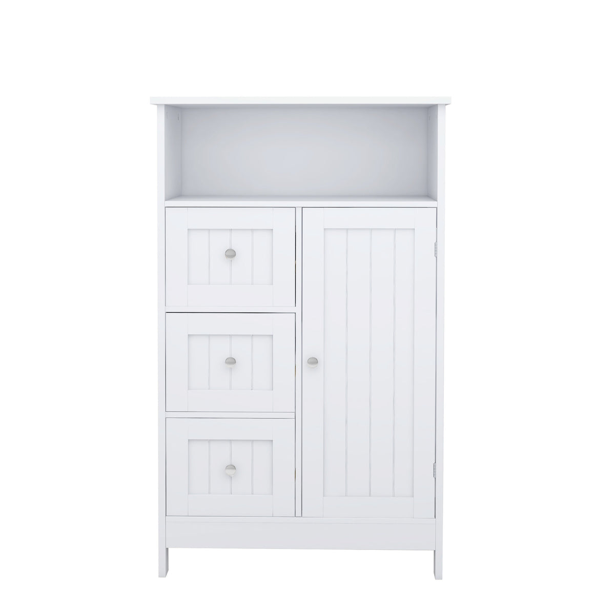 Bathroom Standing Storage Cabinet, 3 Drawers 1 Door - White