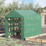 Walk-in Greenhouse 8 Shelves Tomato with Door, Green Steel & PE Plastic