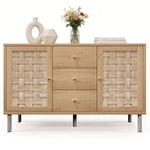 Country-style Chest of Drawers, 120x40x75 cm with 2 Doors and 3 Drawers, Oak-colored