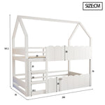 Children's Bunk Bed 90x200cm House Design with Safety Rails - White