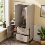 Compact Wardrobe, Hallway with Upholstered Panels & Shoe Cupboard, 110x186x38 cm