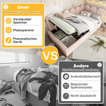 Upholstered Daybed Sofa Bed 90x190cm Hydraulic Storage Metal Slatted Base, Beige Velvet