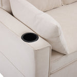 Sofa Bed L-Shaped Sleeping Function Storage Cup Holder Interchangeable Upholstered