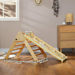 Children's Climbing Set with Triangular Ladder and Double-Sided Ramp, Wood