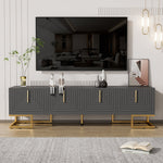 TV Lowboard Textured Door Gold Handles Gold Feet