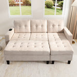 Multifunctional L-shaped Sofa Set with LED Lighting and Footstool, Modular Design