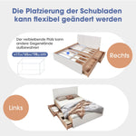 Double Bed 160x200cm, Modern Wooden Frame with 2 Drawers, Oak/White