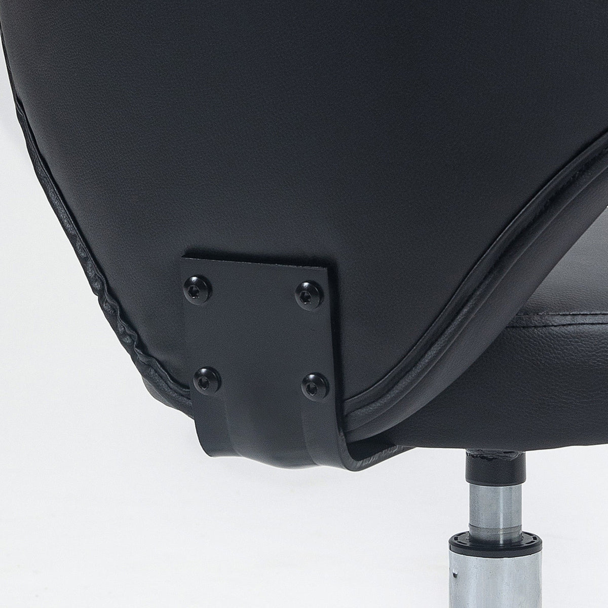 Rolling Stool Massage Stool, 360° Swivel Ergonomic Backrest, Black Faux Leather