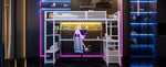 Gaming Loft Bed 140x200cm with Workspace & LED, White Metal