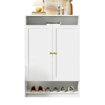 Modern shoe cabinet with adjustable shelves and 2 doors, white